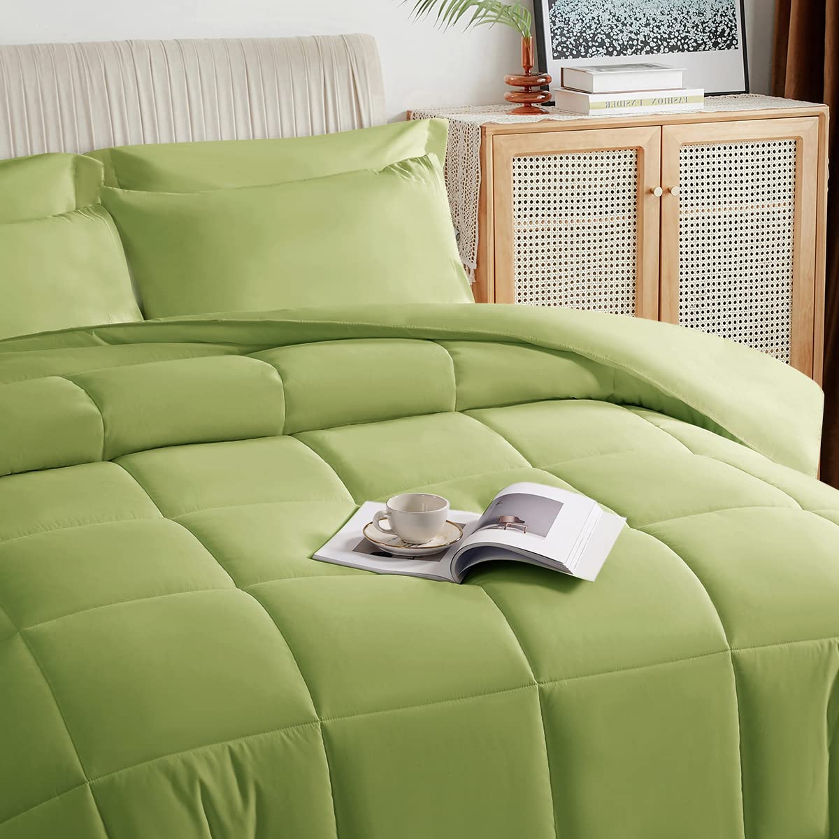 Juego de Edredón Completo TAIMIT Sage Green - 7 Piezas,