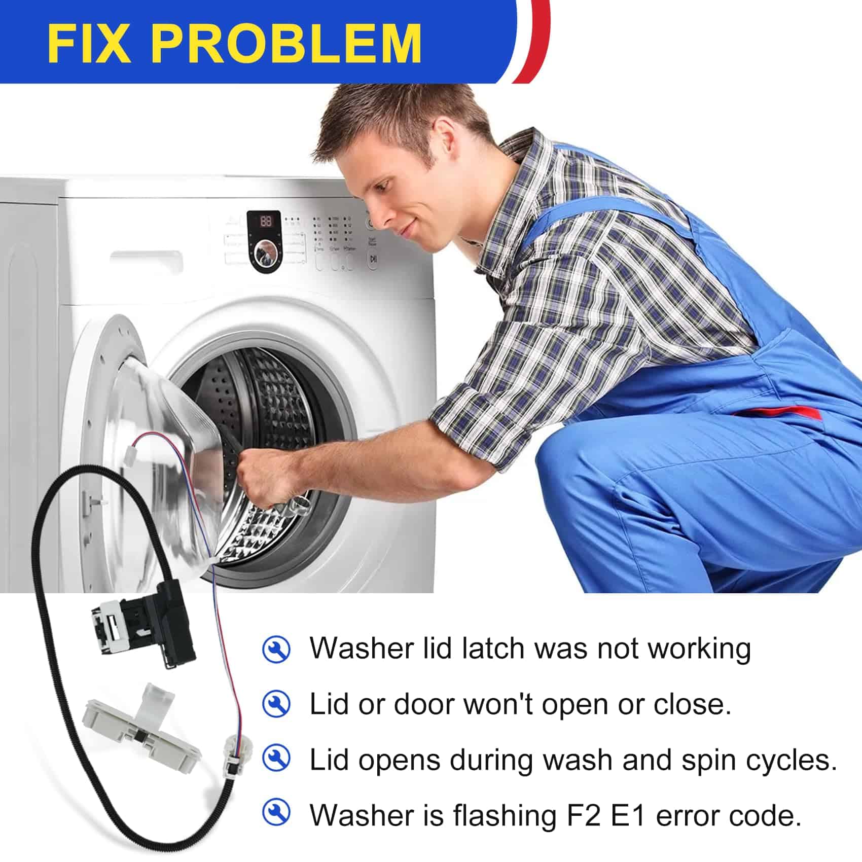 Ensamblaje de bloqueo de tapa de lavadora (3 cables) - Imagen 6