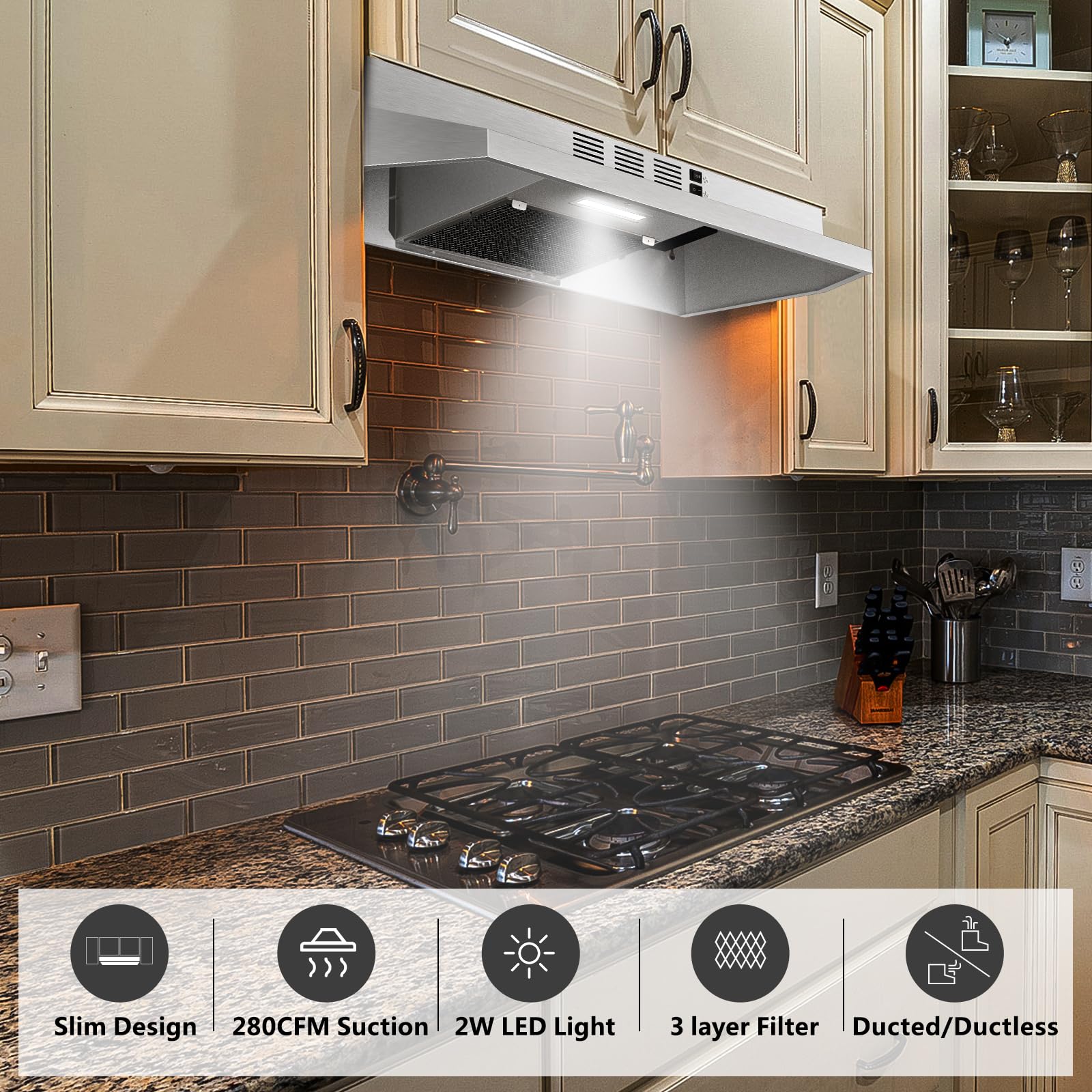 Campana extractora 30 pulgadas bajo gabinete, Acero - Imagen 3