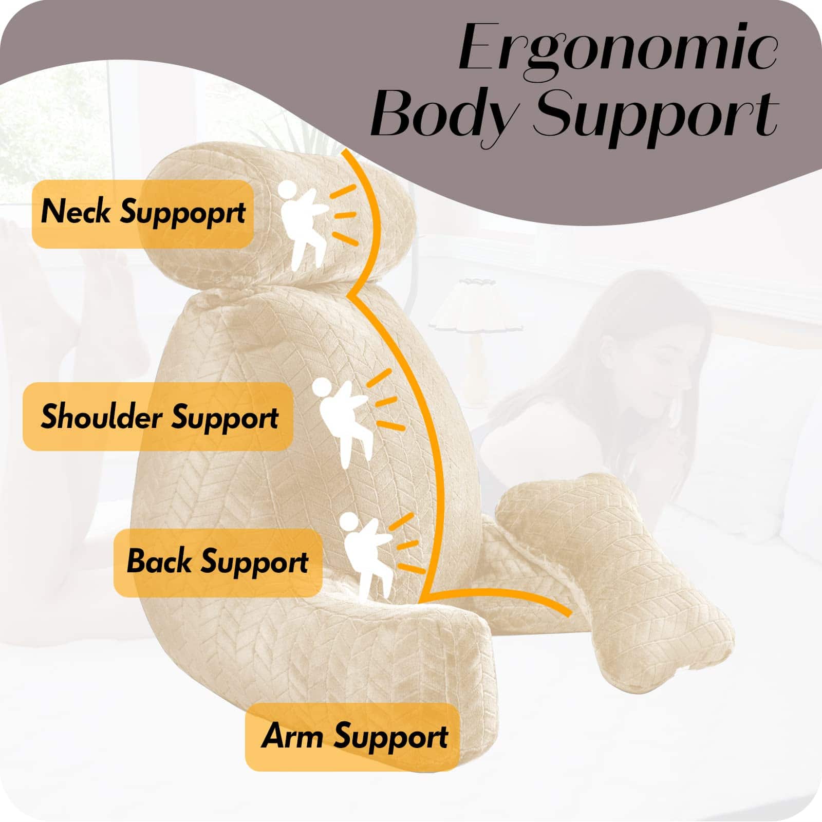 Cojín Grande para Leer para Adultos XXL Easedeco con - Imagen 5