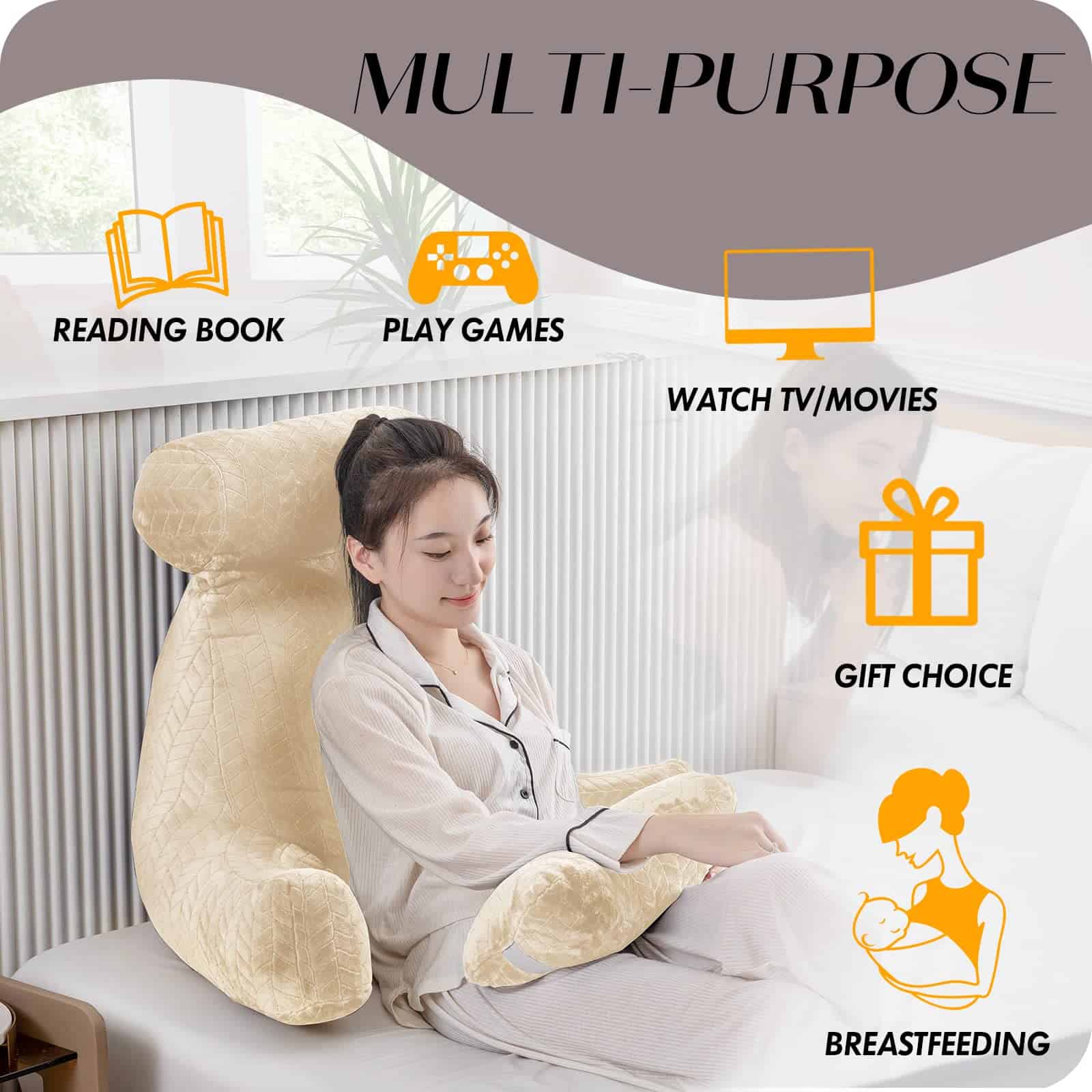 Cojín Grande para Leer para Adultos XXL Easedeco con - Imagen 6