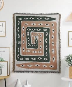 Manta tejida de doble ojo de serpiente tiowik con borla