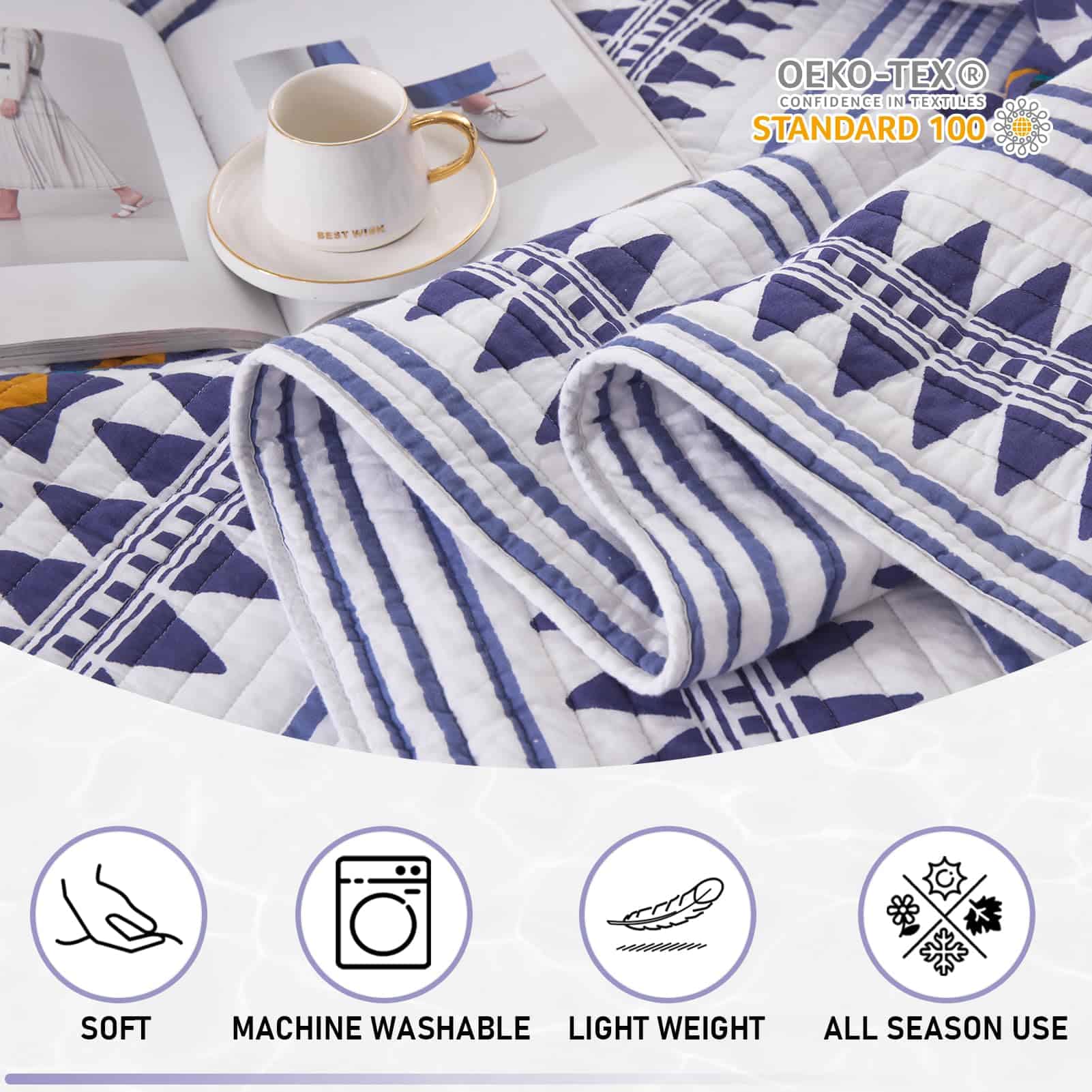 Colcha Boho KALOOLA Tamaño Queen - 100% Algodón Ligero con - Imagen 7