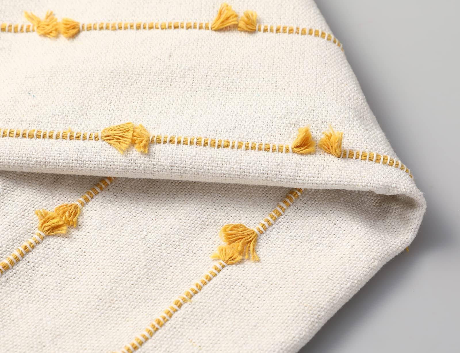 Juego de 2 Fundas de Cojín Boho 26x26, Beige y Amarillo - Imagen 6