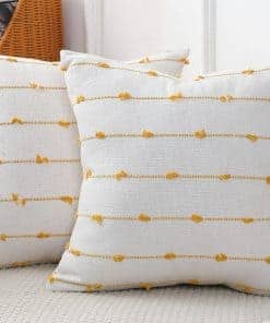 Juego de 2 Fundas de Cojín Boho 26x26, Beige y Amarillo