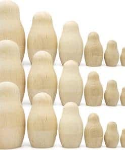 Lote de 3 sets de muñecas rusas AEVVV en blanco de 7 piezas