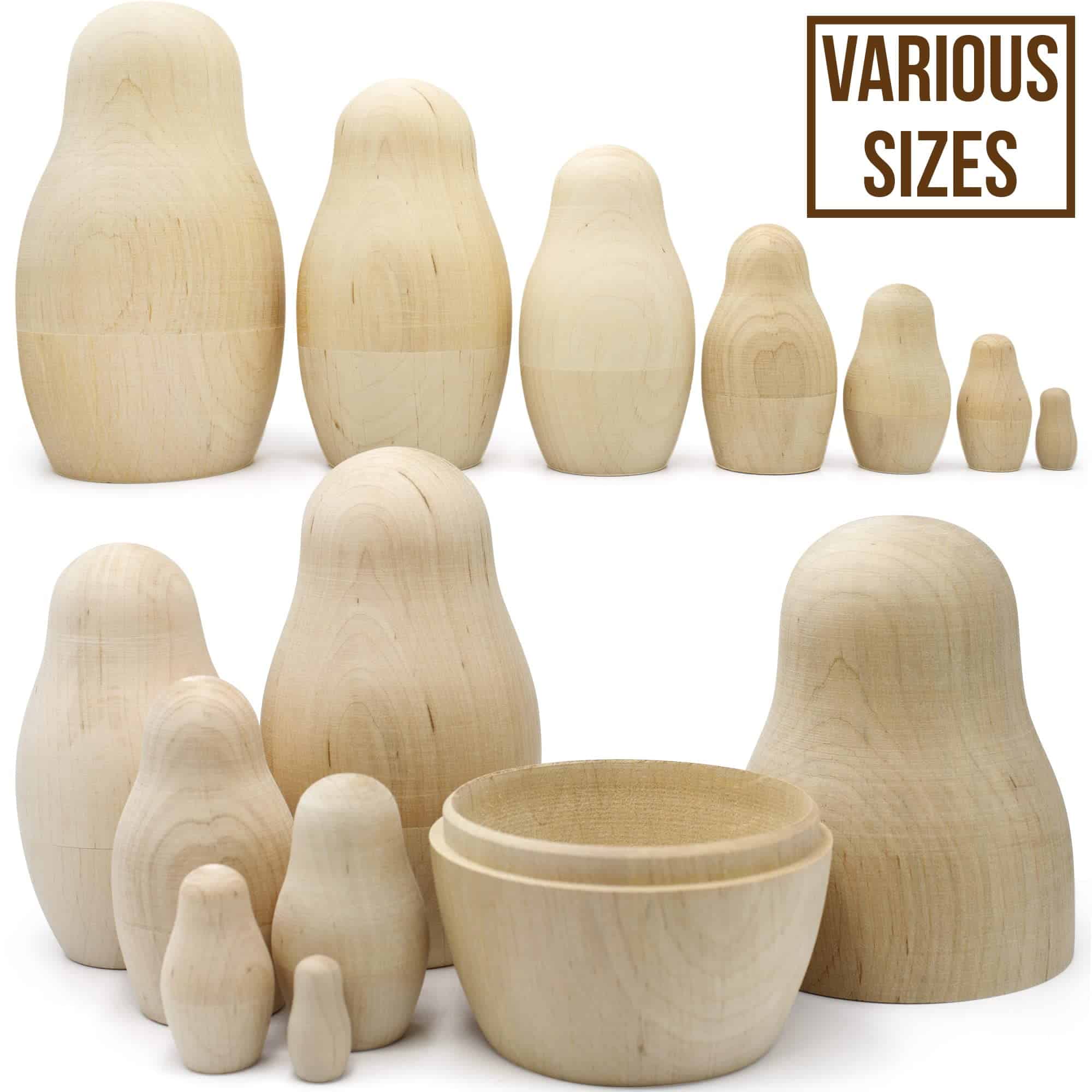 Lote de 3 sets de muñecas rusas AEVVV en blanco de 7 piezas - Imagen 5