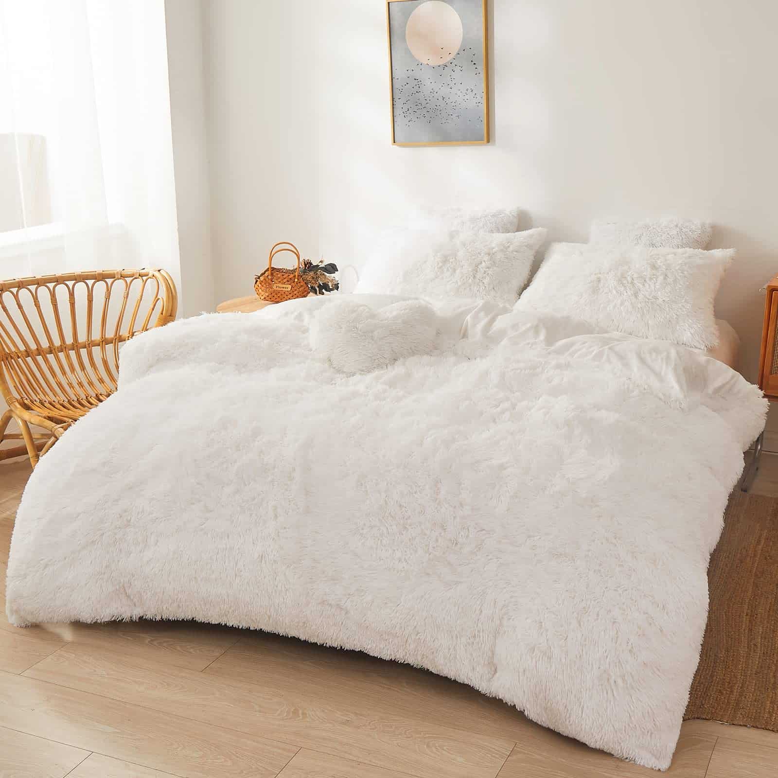 Edredón Blanco Esponjoso Tamaño Queen con Relleno, Suave