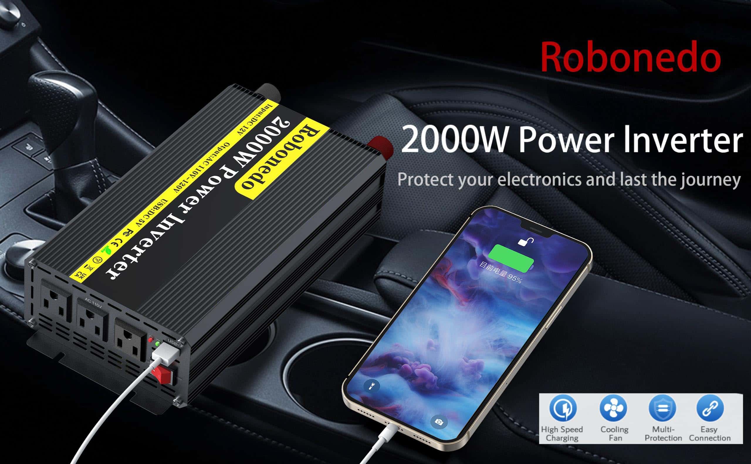 Inversor de Potencia Robonedo de 2000 vatios 12v DC a 110v - Imagen 8