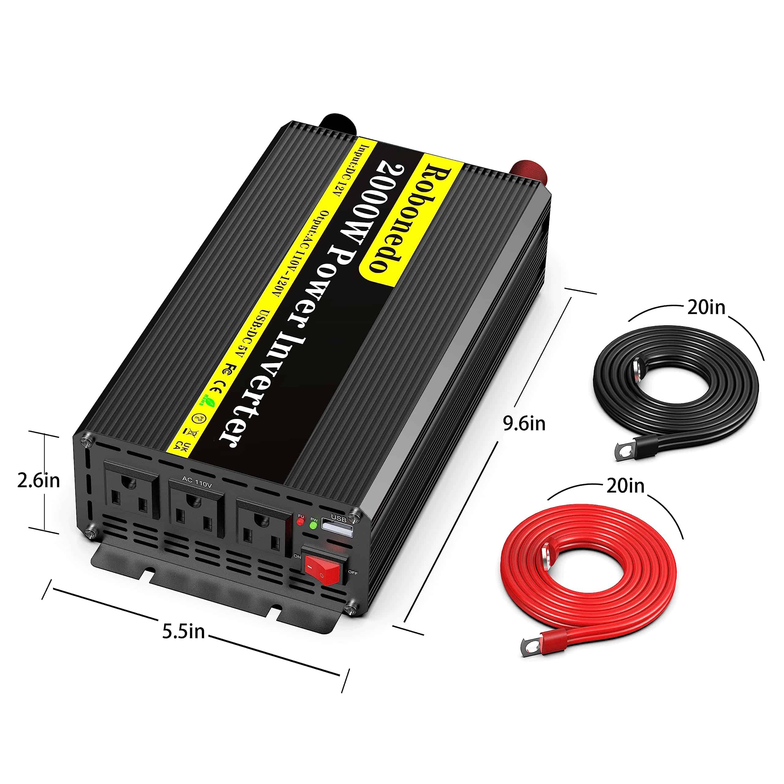 Inversor de Potencia Robonedo de 2000 vatios 12v DC a 110v - Imagen 6