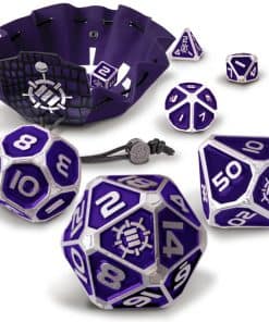 Juego de 7 dados de metal ENHANCE DnD - 7 piezas con bolsa