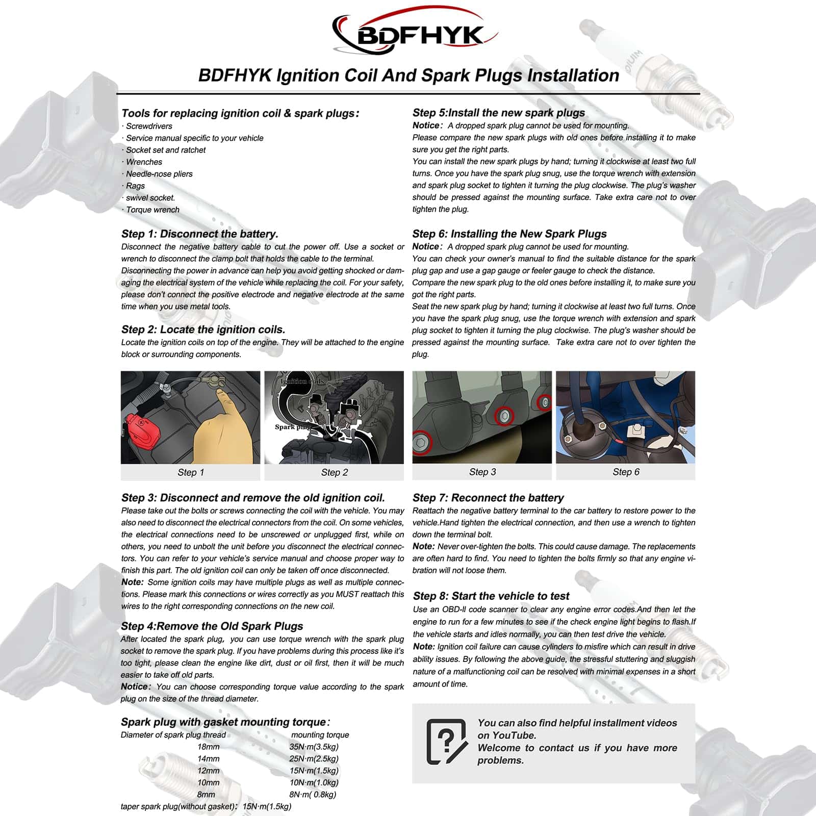 Paquete de Bobina de Encendido BDFHYK y Bujías de Iridio - Imagen 7