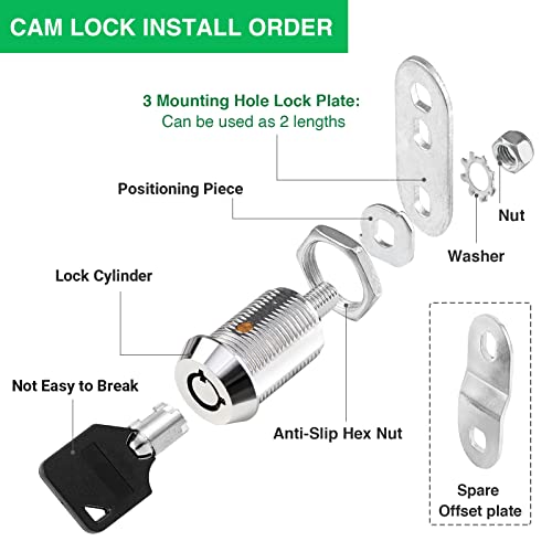 Cerradura de gabinete con llaves, paquete de 10, Cerraduras - Imagen 4