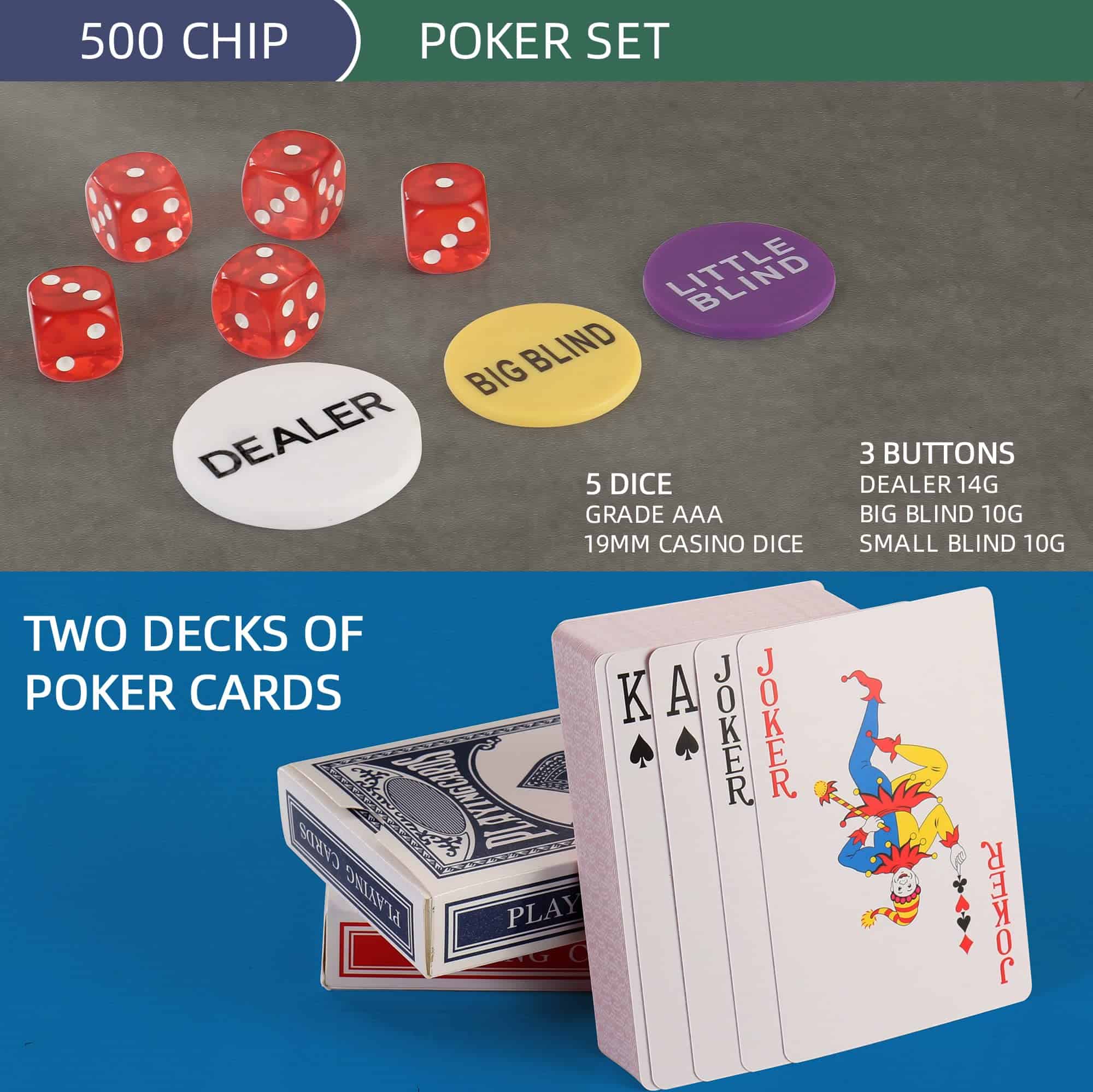 Set de Fichas de Póker LUOBAO, 500 Pcs para Texas Hold'em, - Imagen 5