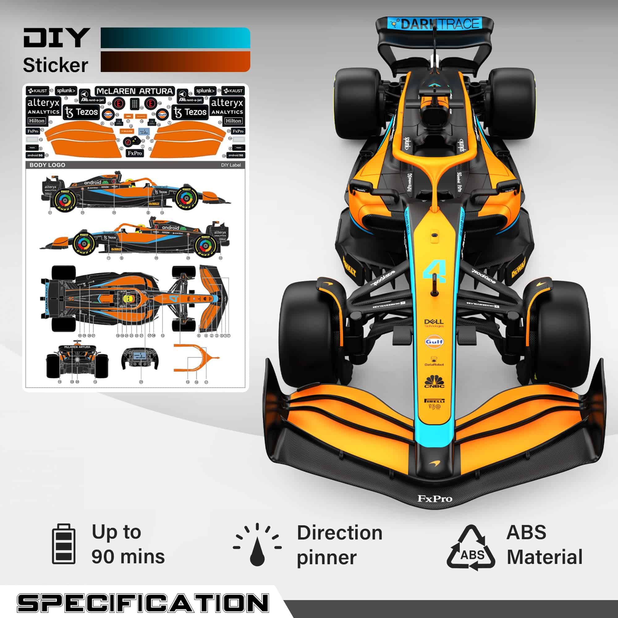 Coche de Control Remoto McLaren F1 MCL36 1:18 de Voltz Toys - Imagen 6