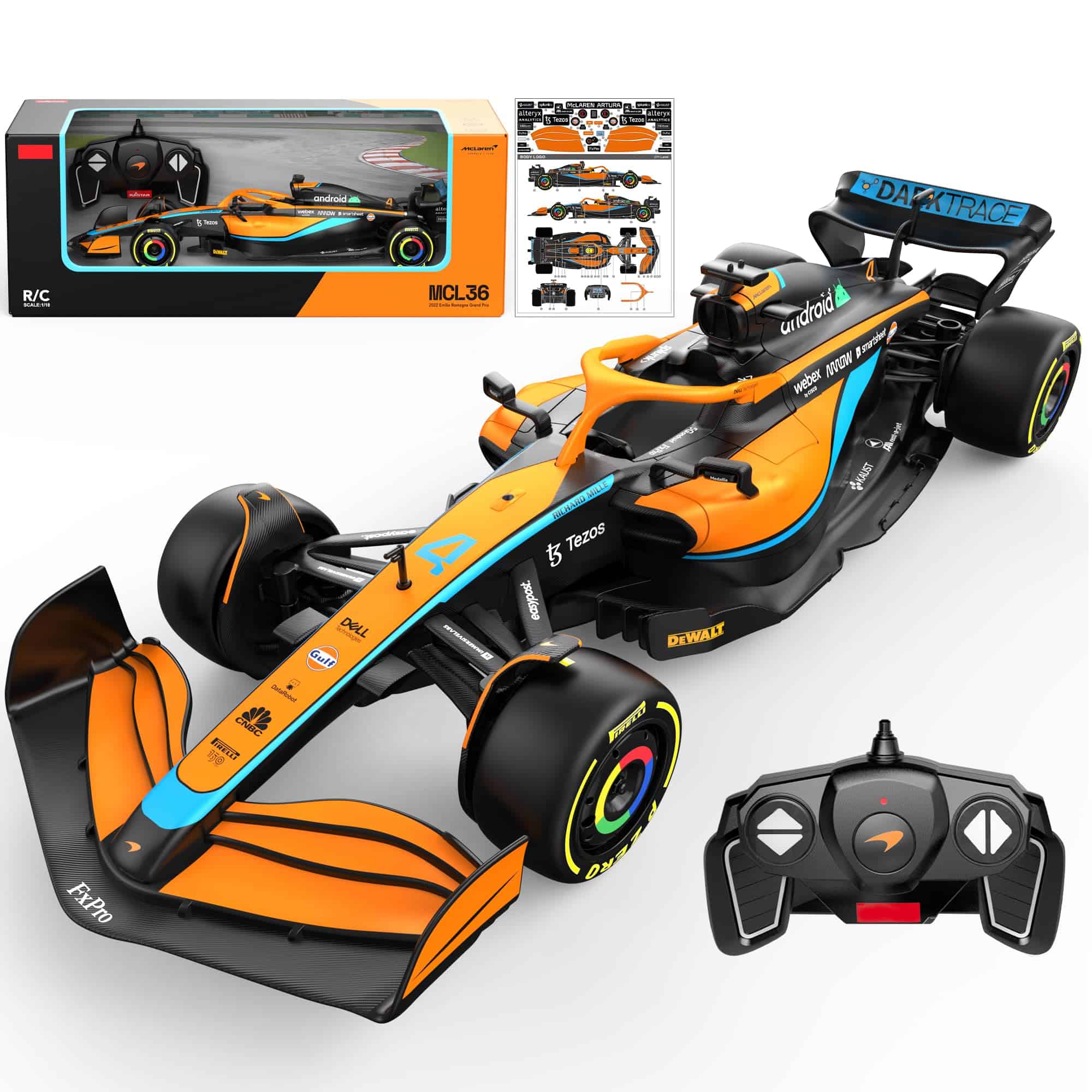 Coche de Control Remoto McLaren F1 MCL36 1:18 de Voltz Toys