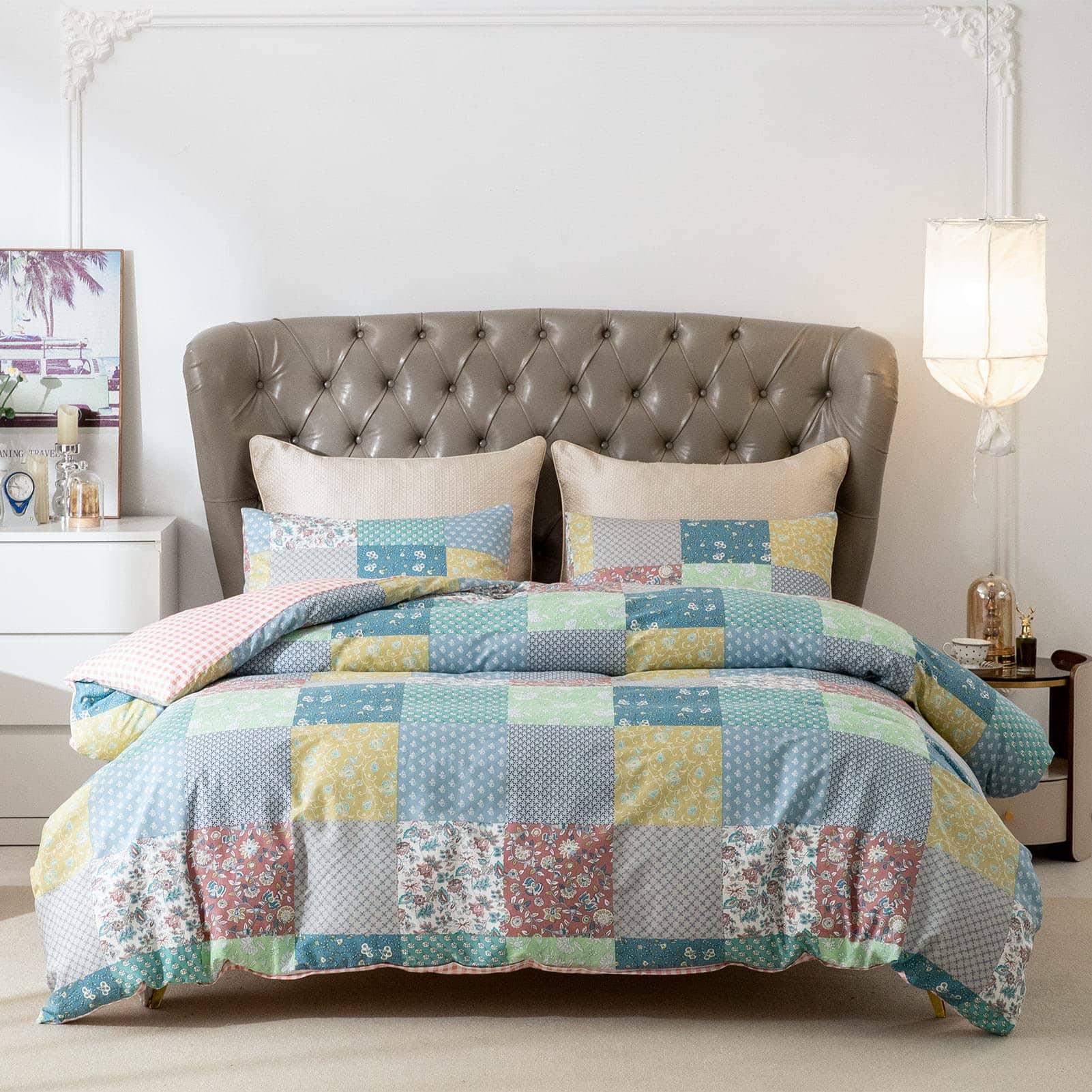 Juego de Funda de Edredón Floral King, 3 Piezas 100%