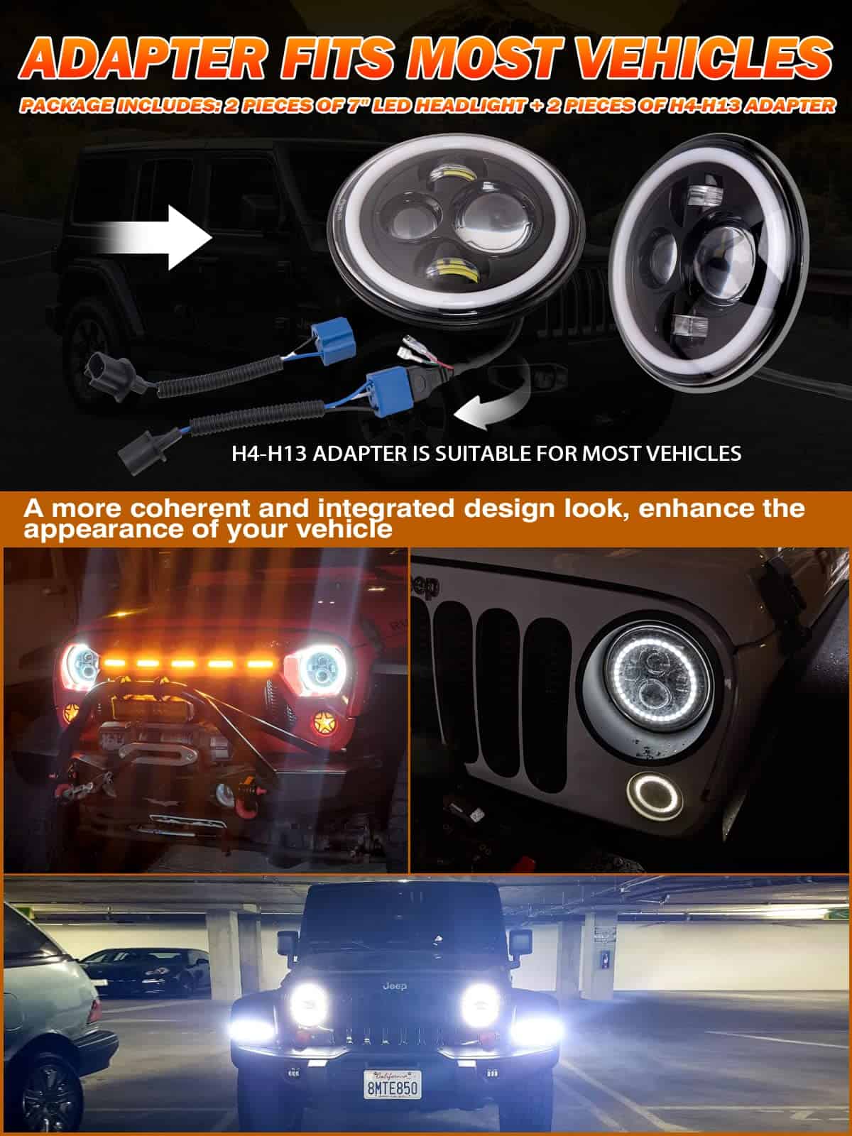 Faros LED redondos de 7 pulgadas con halo para Jeep - Imagen 9