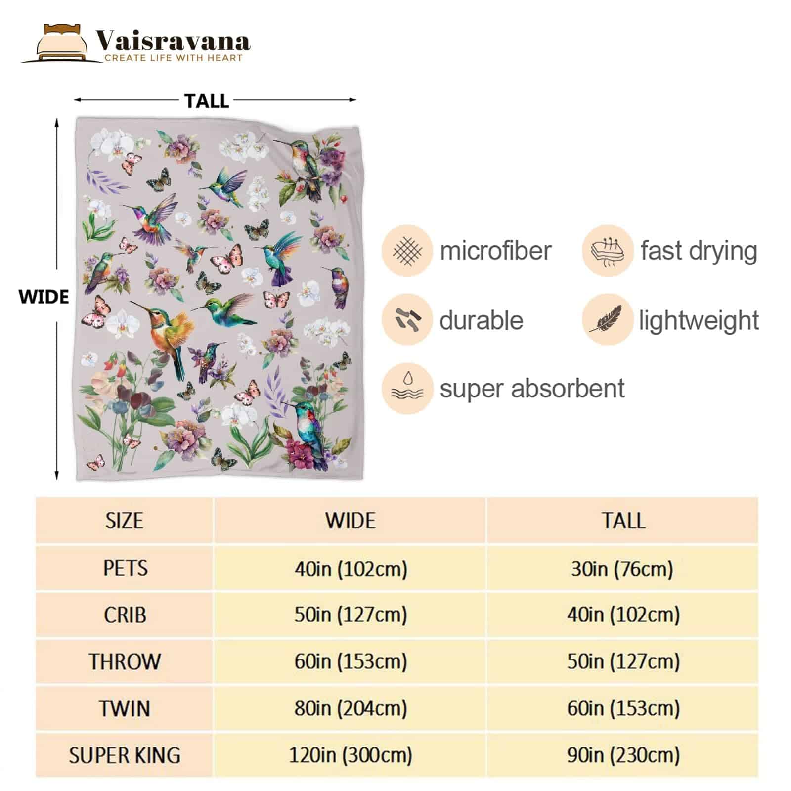 Manta de Lanzamiento de Colibrí Tema de Colibrí Mariposa - Imagen 5