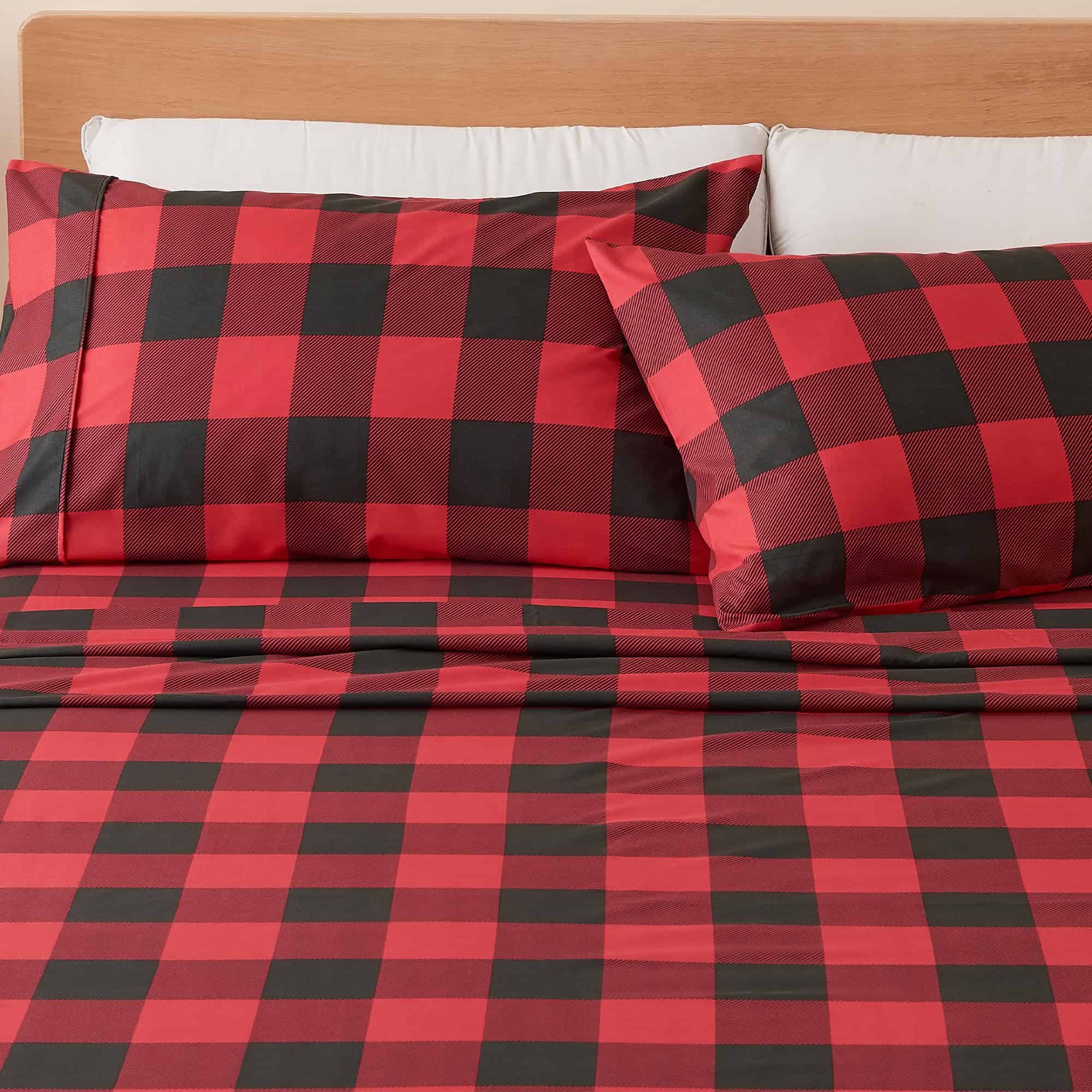 Juego de Sábanas de Microfibra Estampadas de 4 -Buffalo Chec