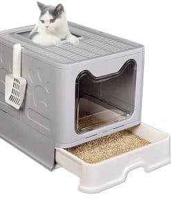 Caja de Arena para Gatos Plegable Cerrada Zodensot, Caja de