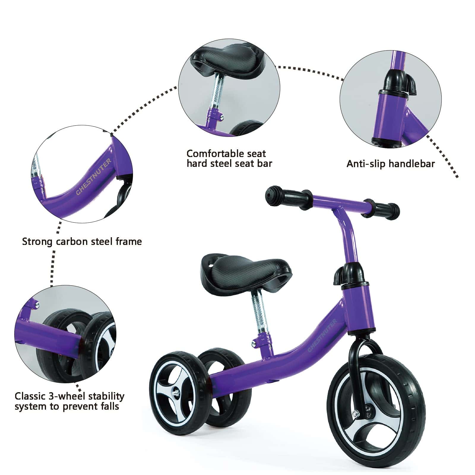 Bicicleta de Equilibrio para Bebés CHESTNUTER, Regalos para - Imagen 3