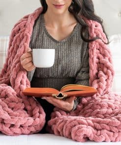Manta de Punto Grueso SAMIAH LUXE Rosa 50x60", Manta de