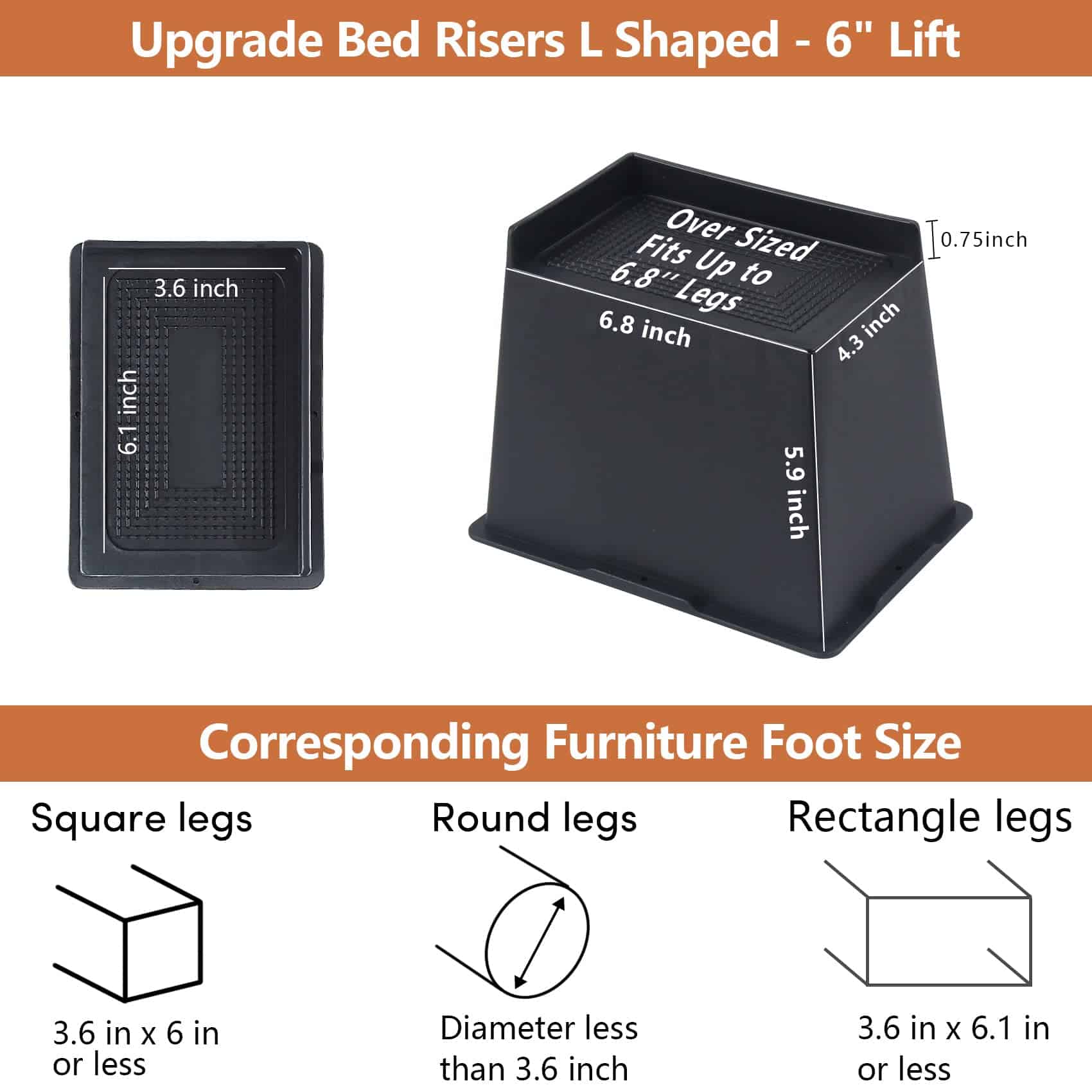 DEDU Elevadores de Muebles de Cama de Gran Tamaño de 6 - Imagen 3