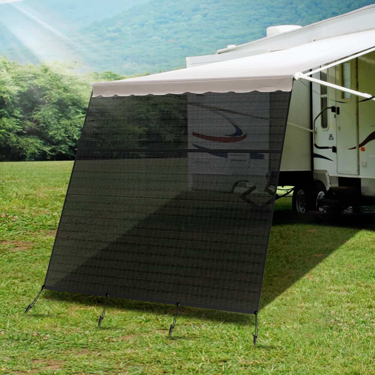 Naimorui RV Awning Shade Screen with Zipper, 8'X15'3' RV