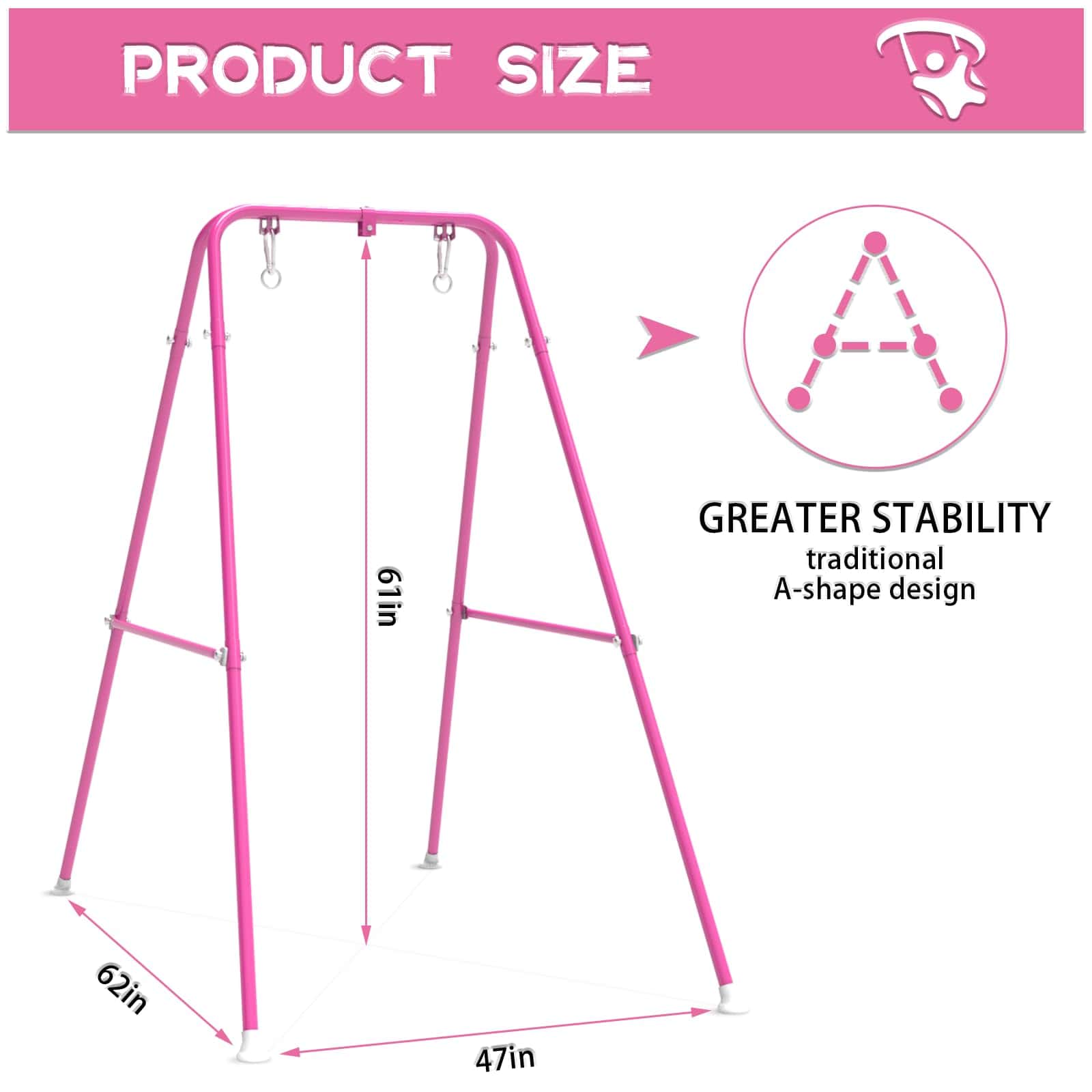 Soporte de columpio para niños, Marco de -Rosa - Imagen 8