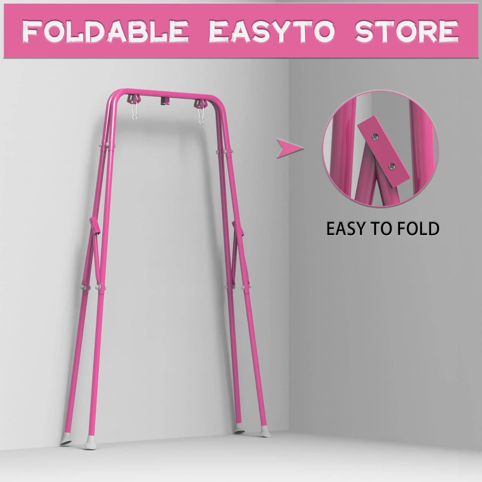 Soporte de columpio para niños, Marco de -Rosa - Imagen 5