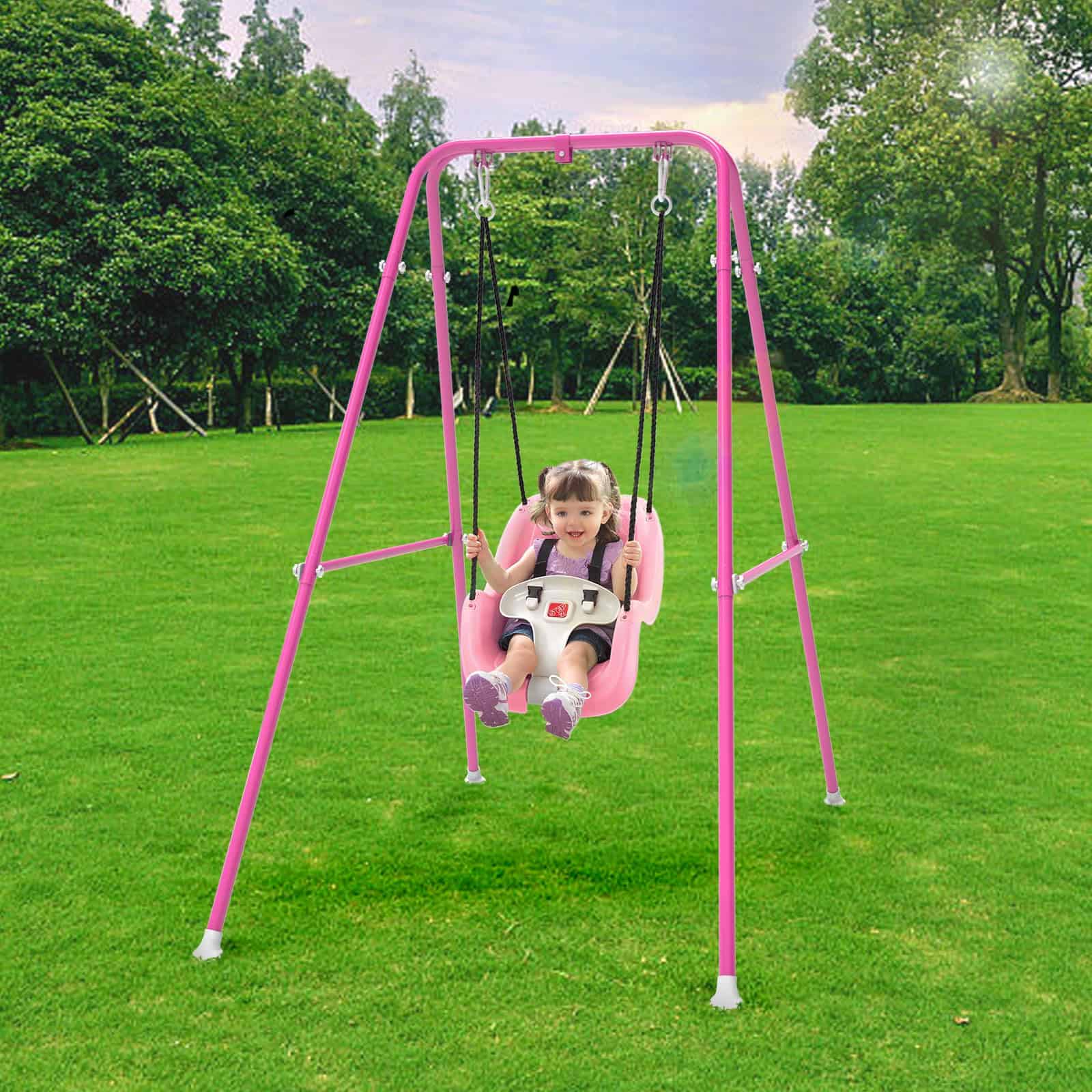 Soporte de columpio para niños, Marco de -Rosa - Imagen 4