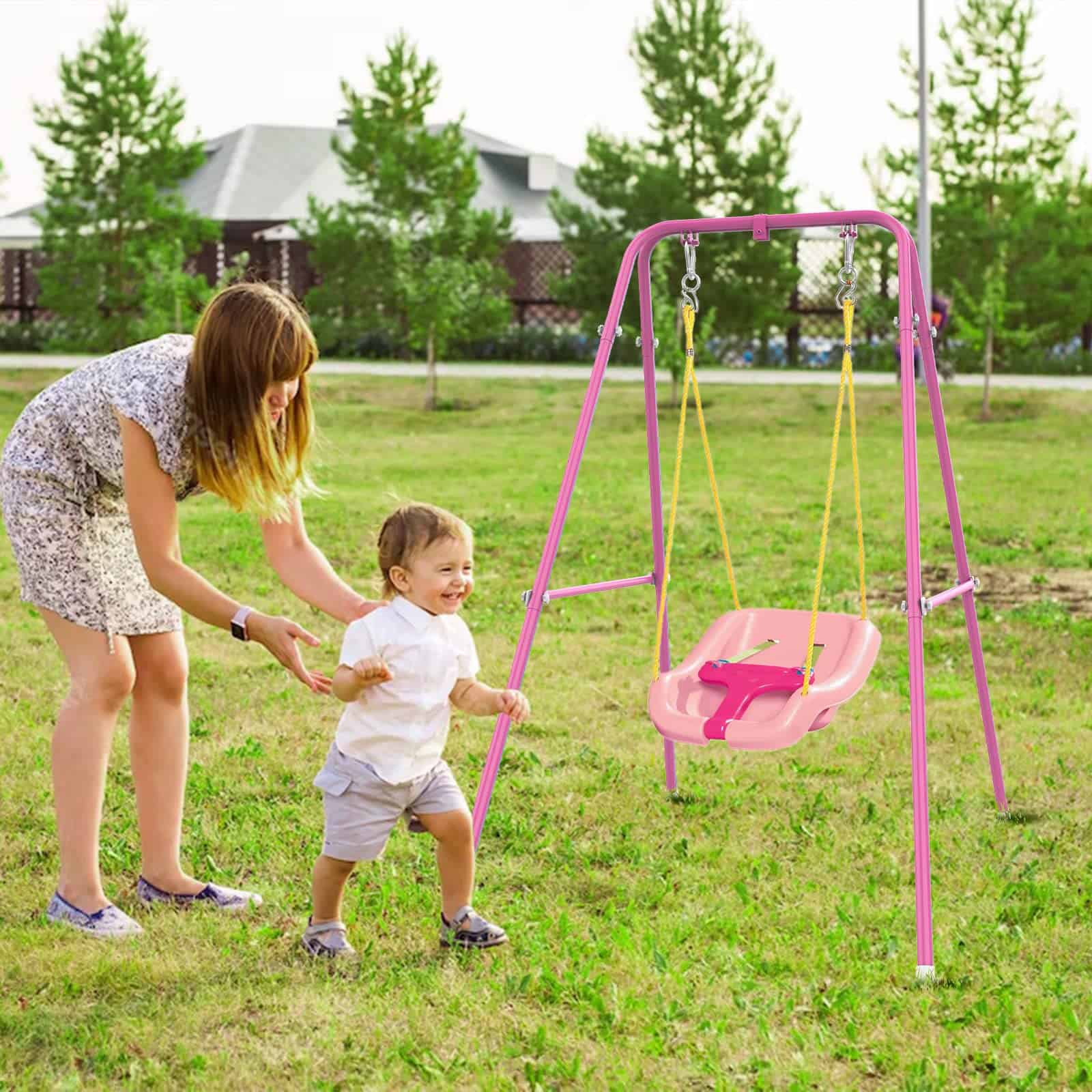 Soporte de columpio para niños, Marco de -Rosa - Imagen 6