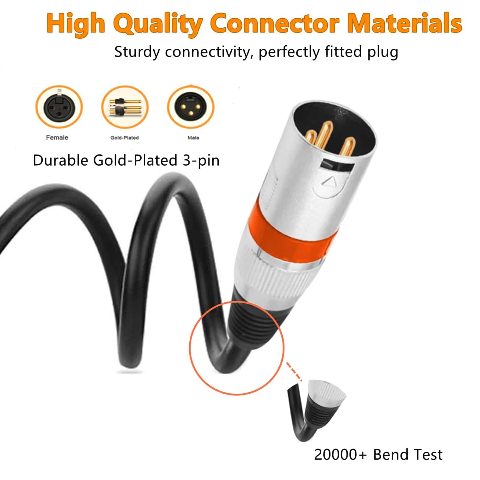 AeeKoo 10ft XLR Cables 6 Pack, Cable de Micrófono de 3 - Imagen 3