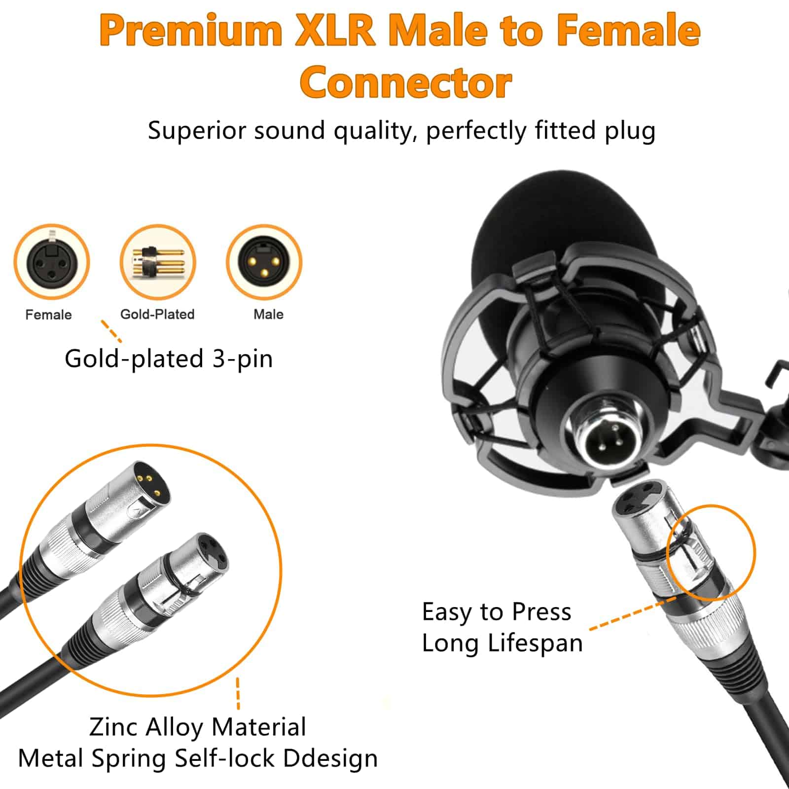 AeeKoo 10ft XLR Cables 6 Pack, Cable de Micrófono de 3 - Imagen 7