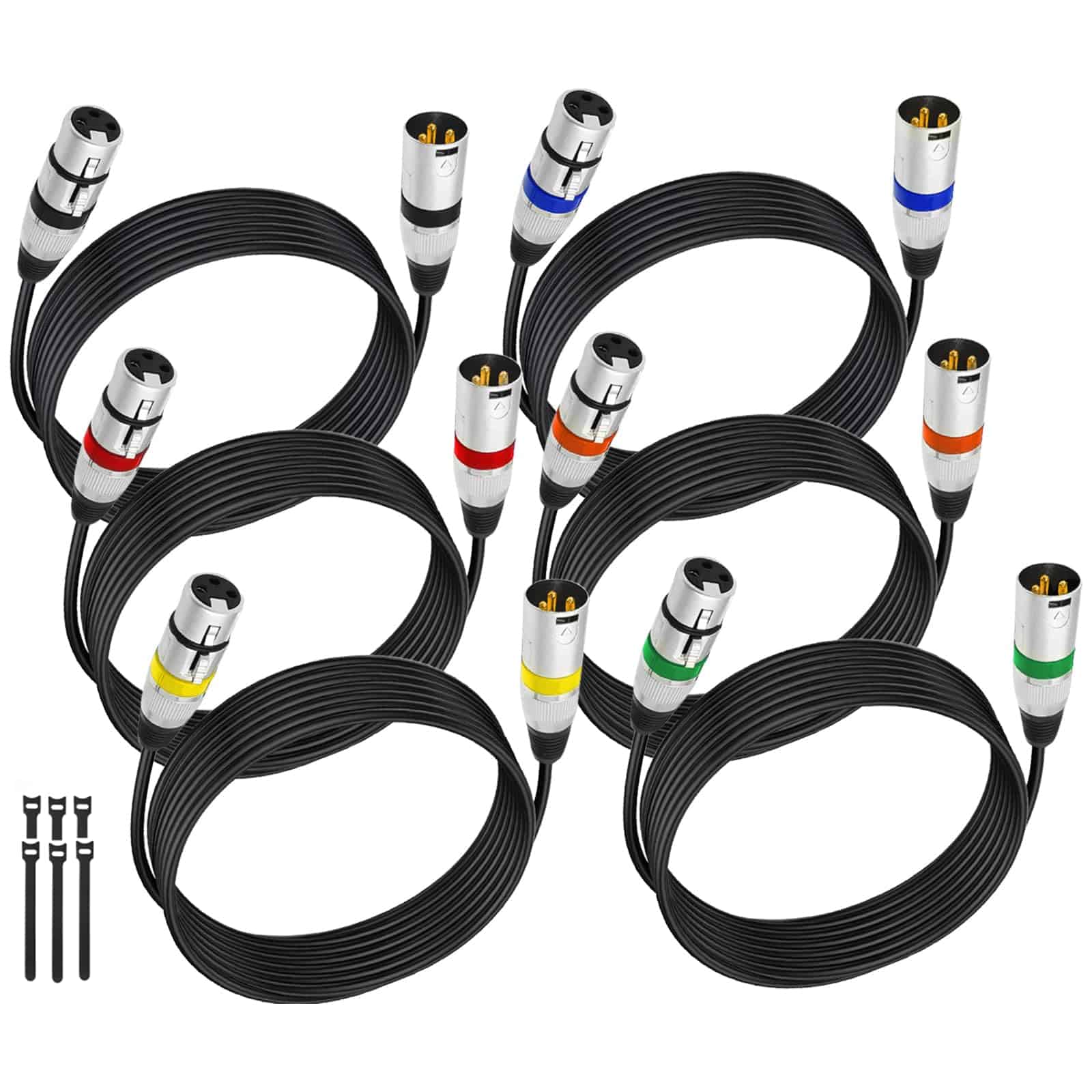 AeeKoo 10ft XLR Cables 6 Pack, Cable de Micrófono de 3