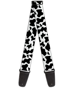 Correa de Guitarra Buckle-Down, Estampado de Vaca Blanco y