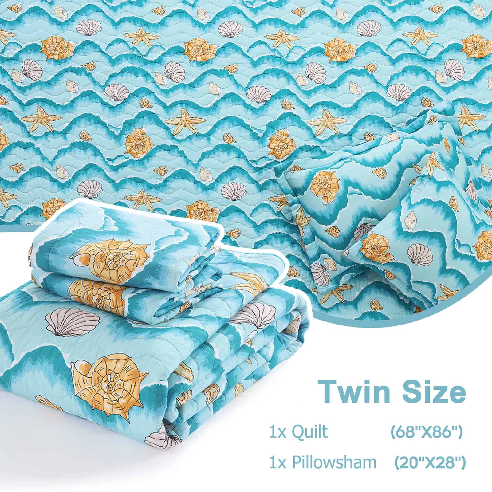Juego de edredón gemelo Finlonte, diseño costero lindo para - Imagen 6