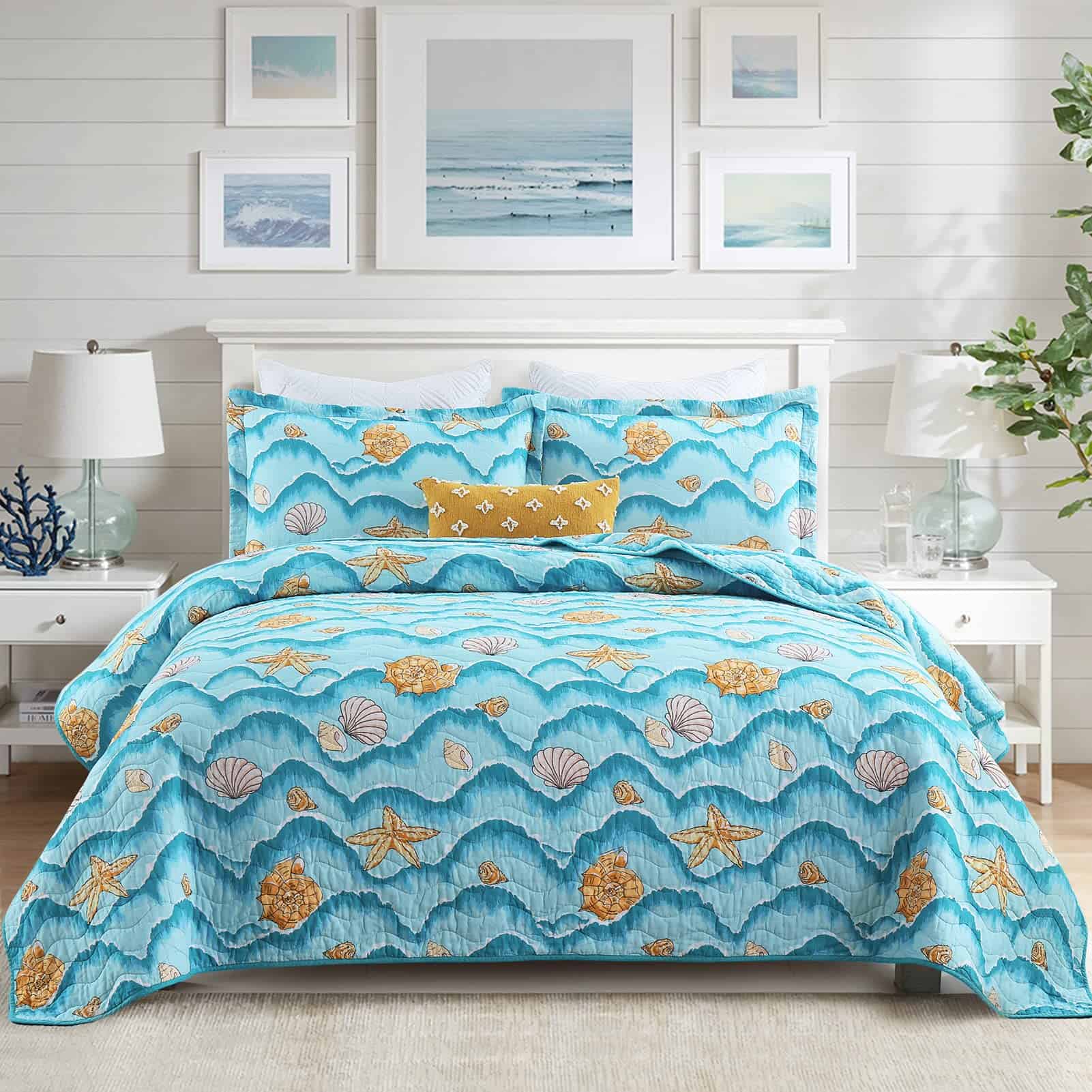 Juego de colcha Queen Finlonte, colcha Queen de algodón