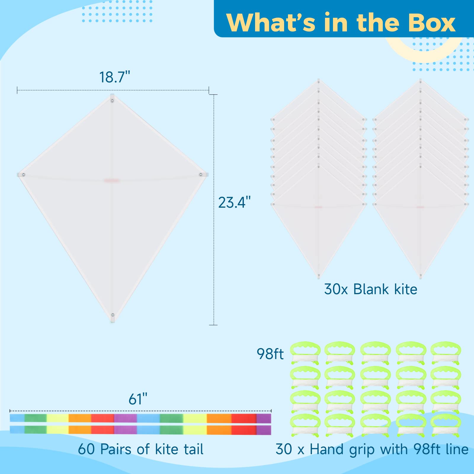 30 Paquetes de Cometas en Blanco para Niños, Cometas a - Imagen 7