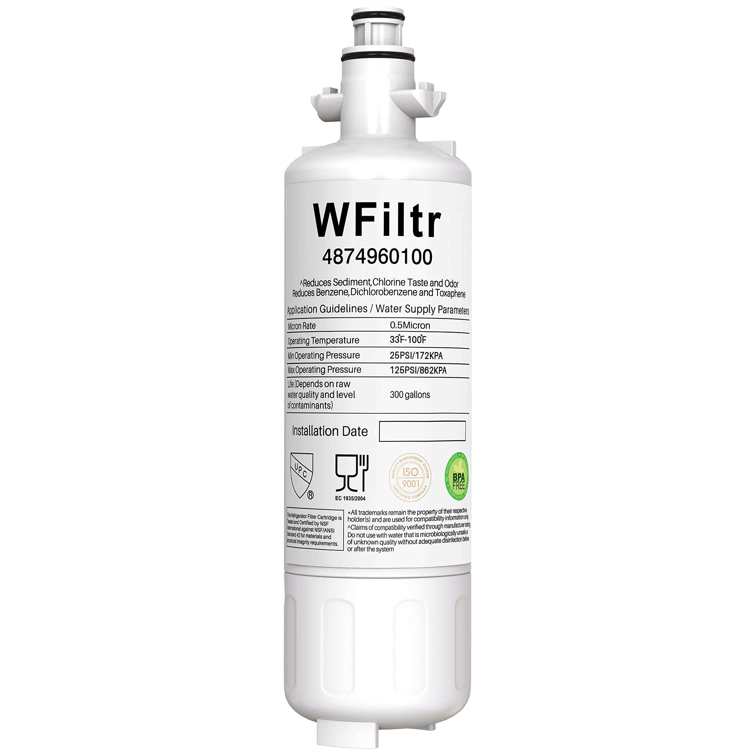 Filtro de Agua de Reemplazo WFiltr 4874960100 para Beko