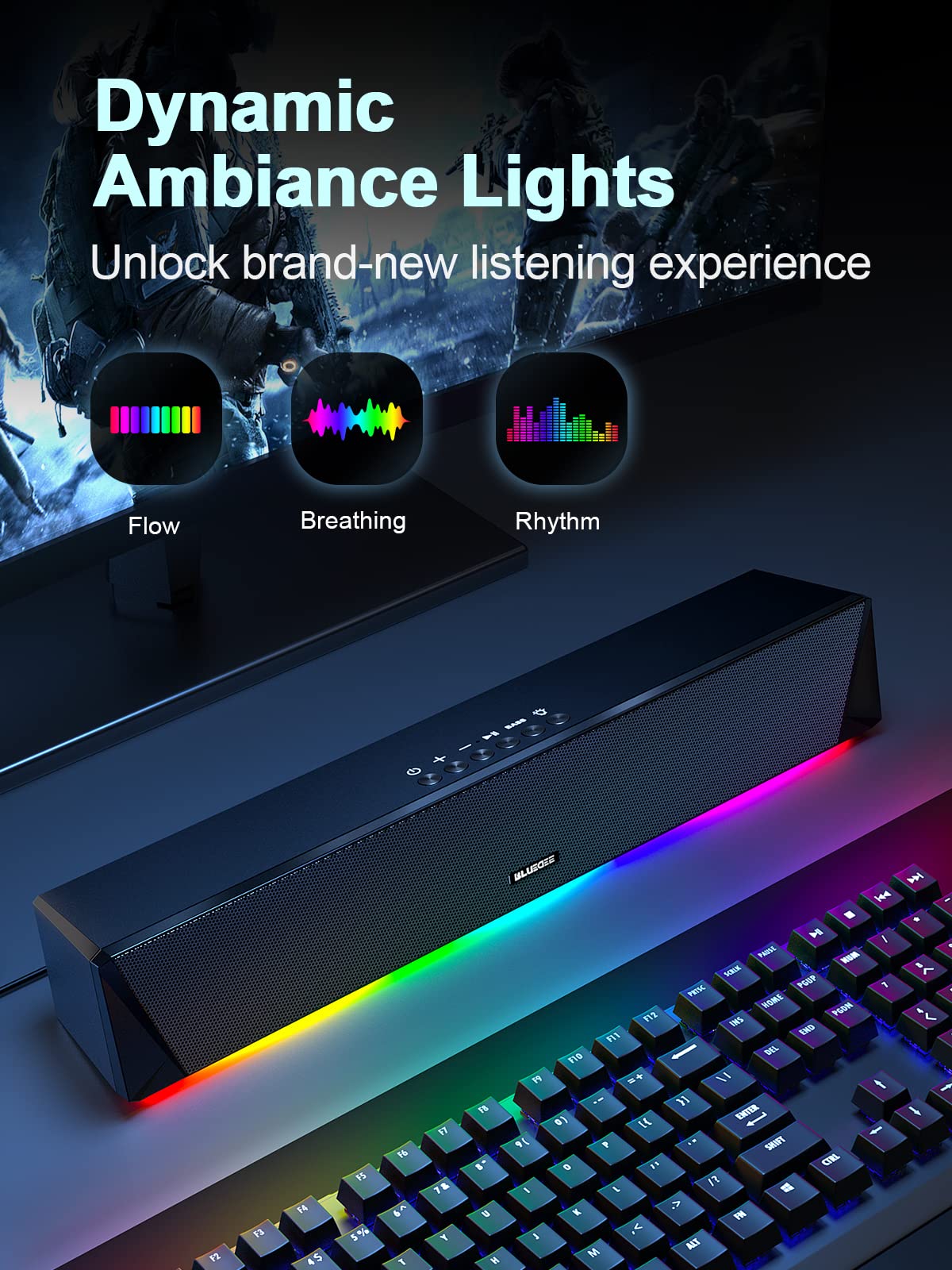 Altavoces para Computadora, Barra de Sonido Bluetooth de - Imagen 3