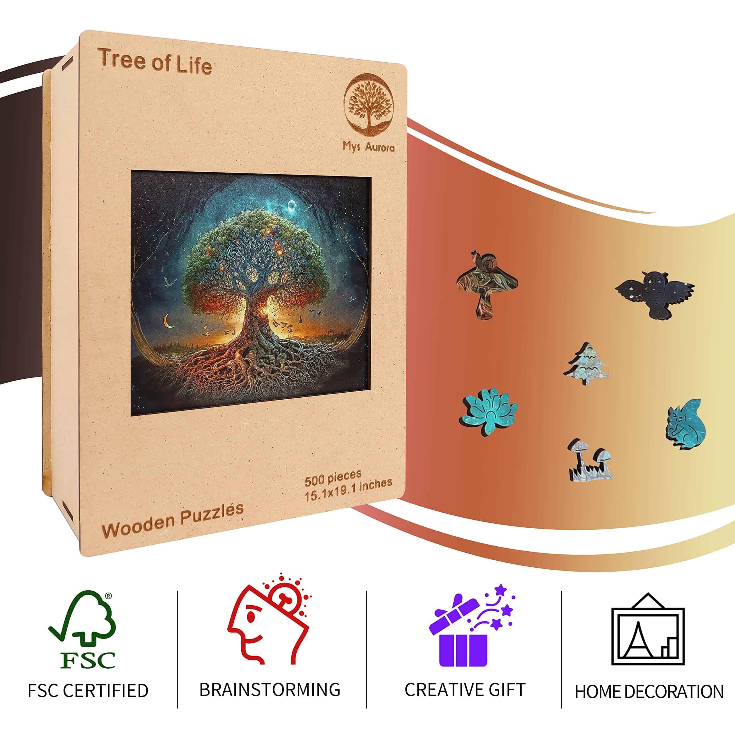 Rompecabezas de madera Mys Aurora para adultos Árbol de la - Imagen 6