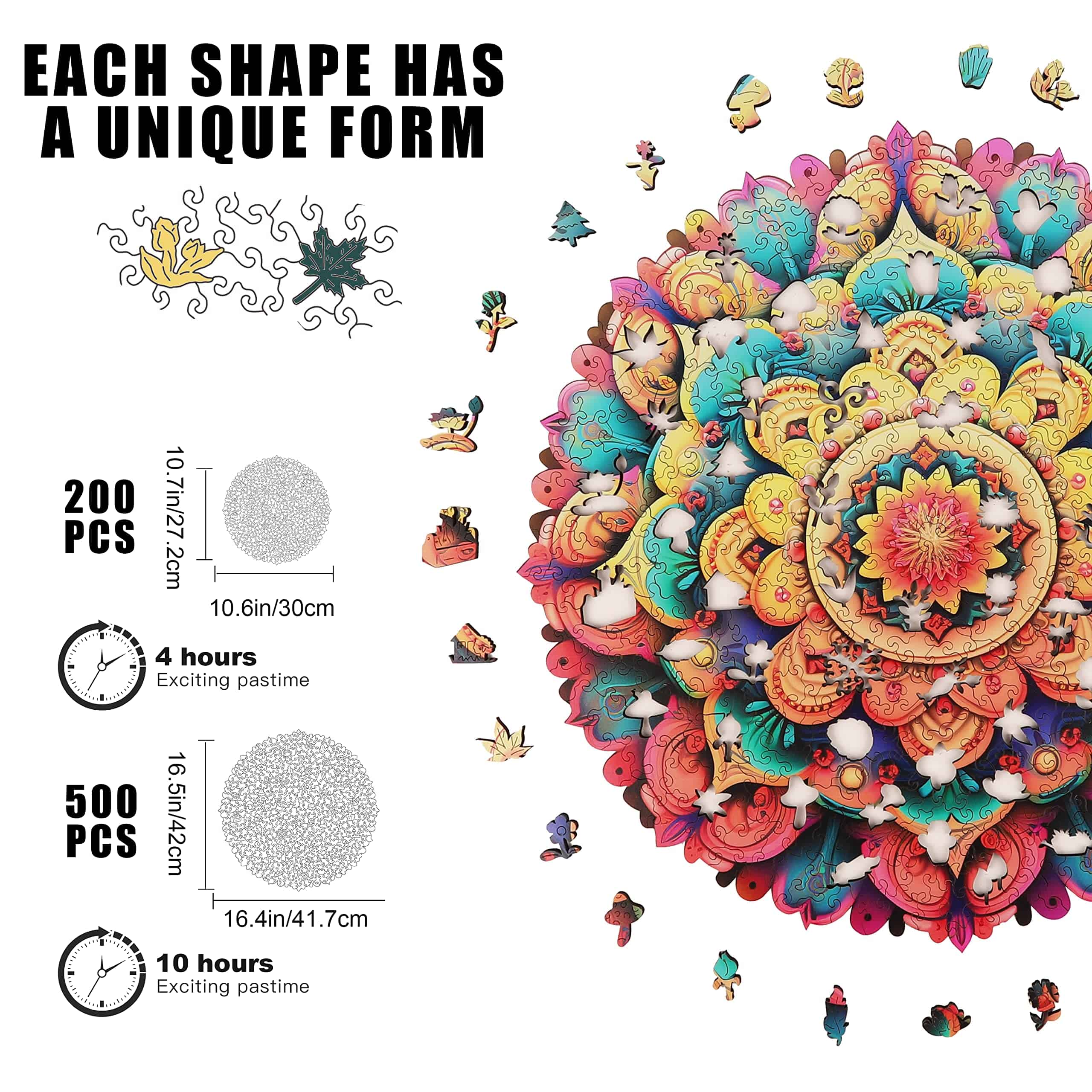 Rompecabezas de madera Mys Aurora - Mandala de Flores, 500 - Imagen 4