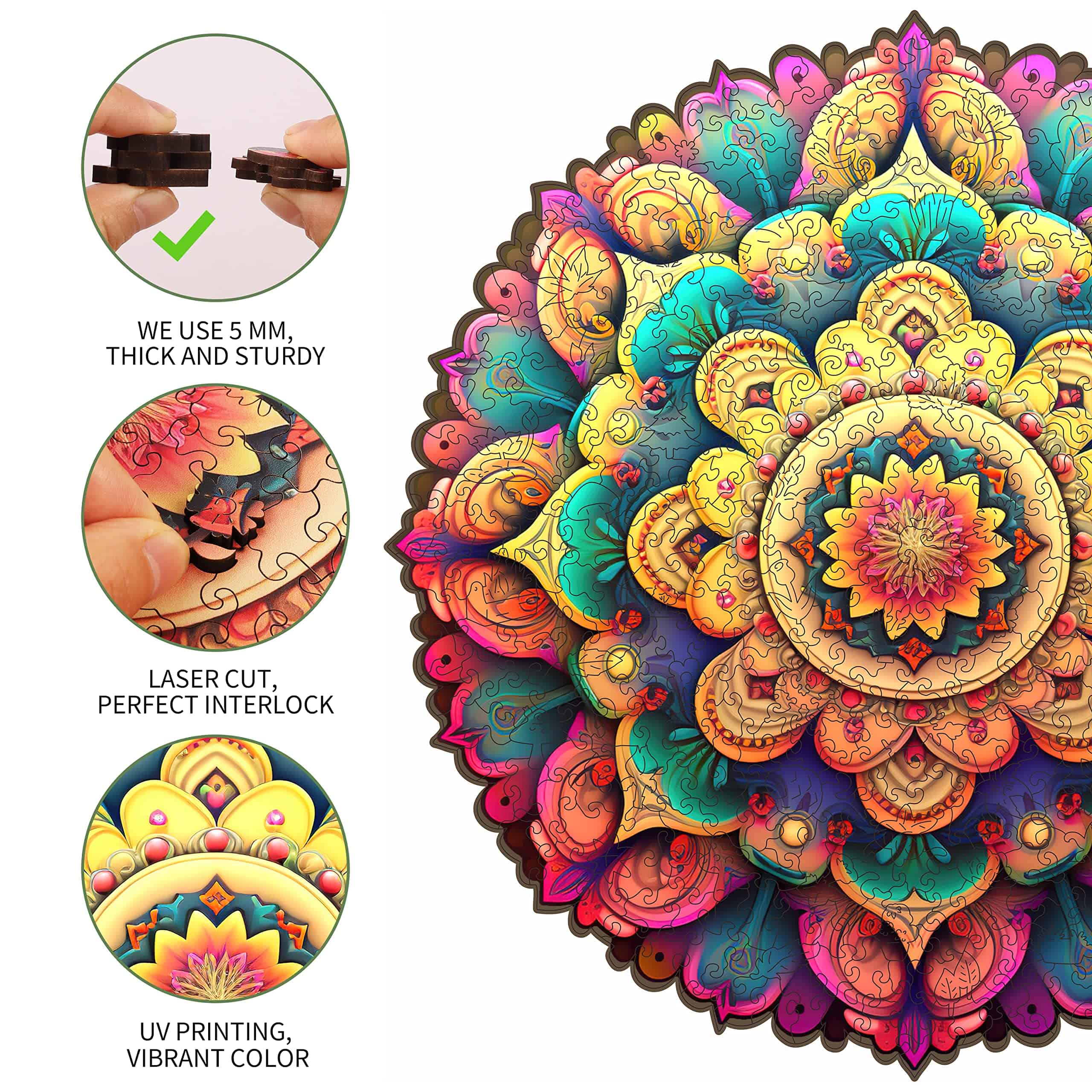 Rompecabezas de madera Mys Aurora - Mandala de Flores, 500 - Imagen 7