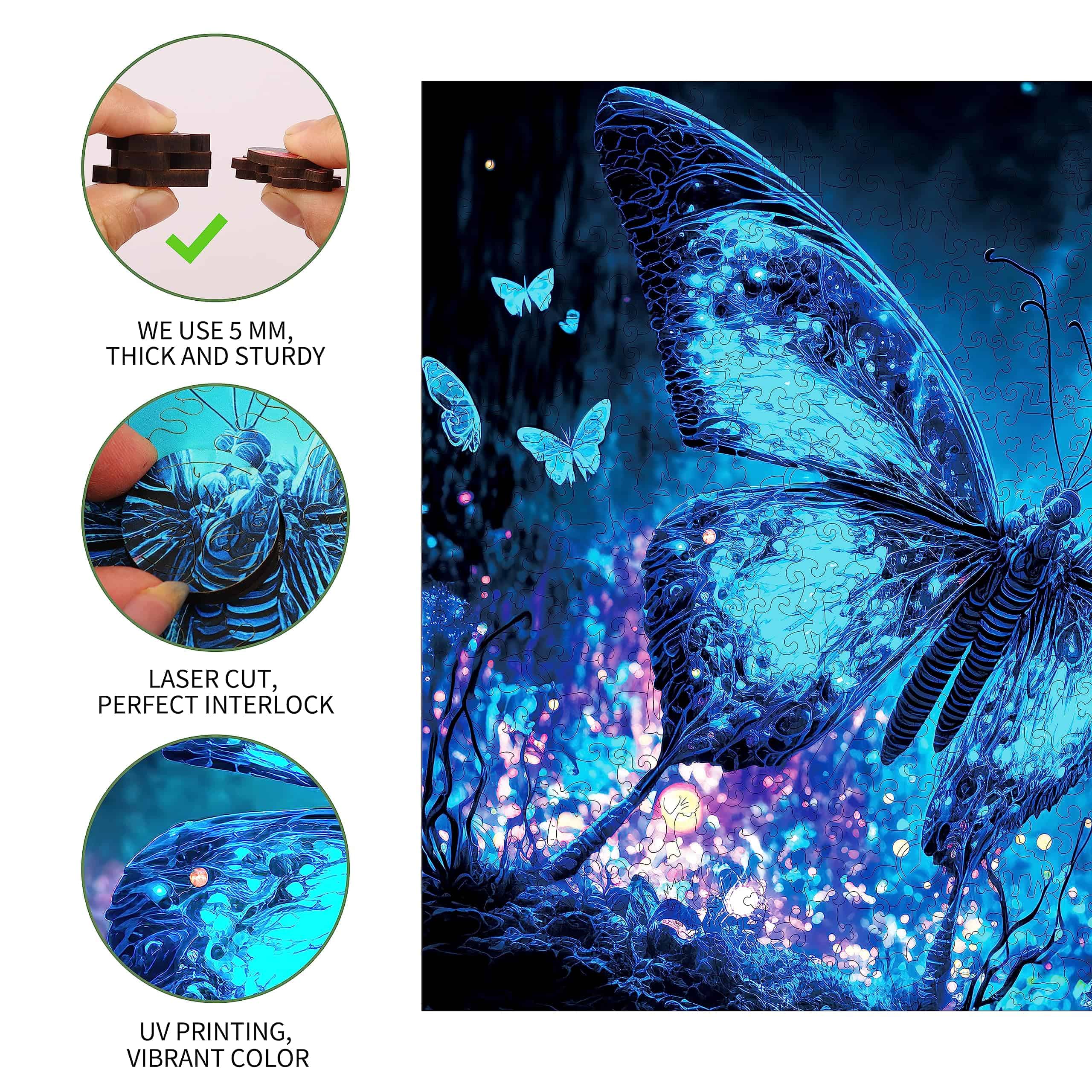 Rompecabezas de madera Mys Aurora, Rompecabezas de mariposa - Imagen 5