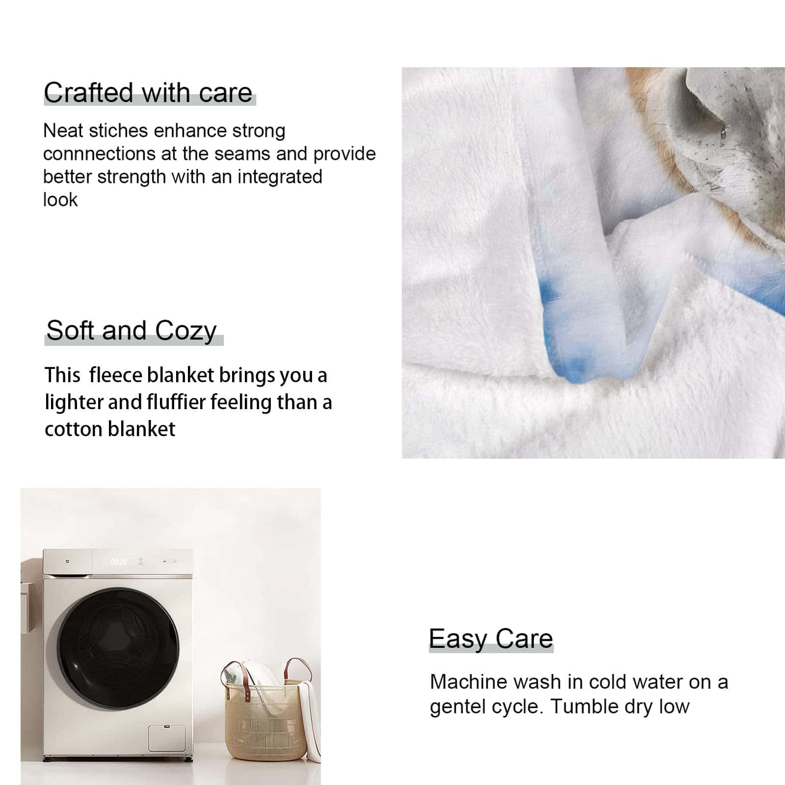 Manta de Burro HommomH 50"x60" Animal Selfie Suave y Cálida - Imagen 7