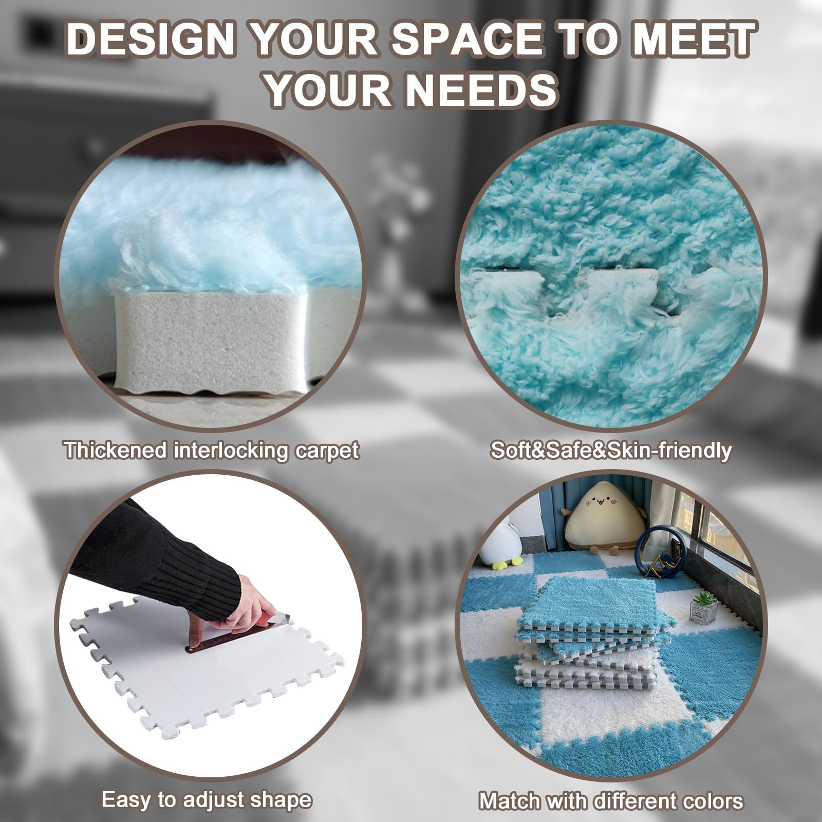 Jaderlu 16pcs 0.6" Thickened Interlocking Tile Mats, - Imagen 4