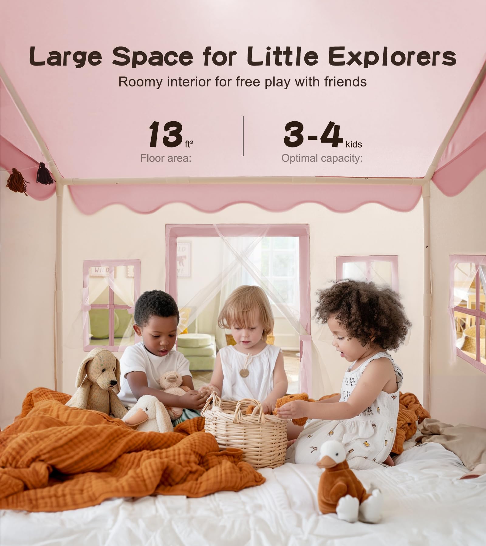 Casa de juego para niños grande con tapete, luces - Imagen 5