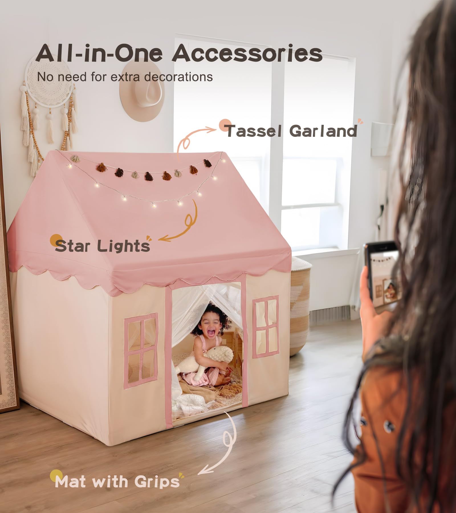 Casa de juego para niños grande con tapete, luces - Imagen 7